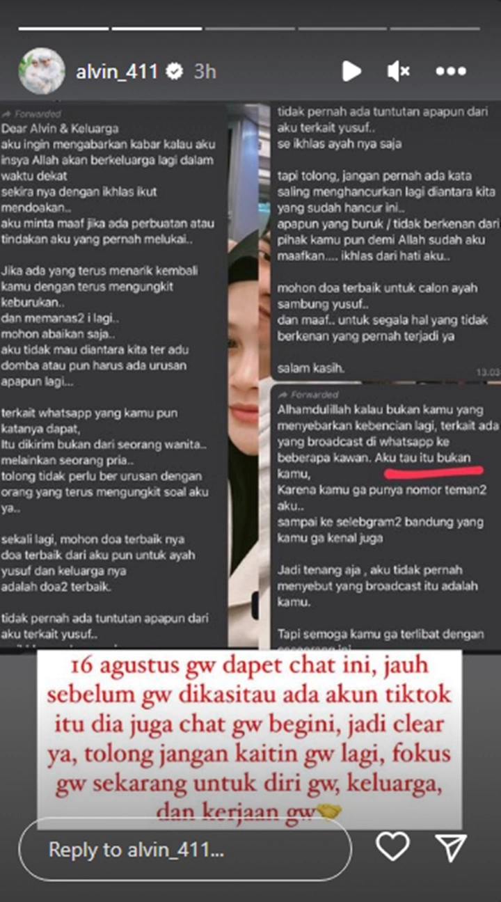 Diadu Domba, Larissa Chou Kirim Chat Adem ke Alvin Faiz