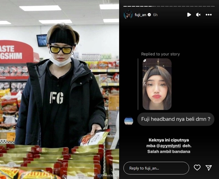 Style Fuji An Kala Pakai Headband Sekilas Mirip Suga BTS