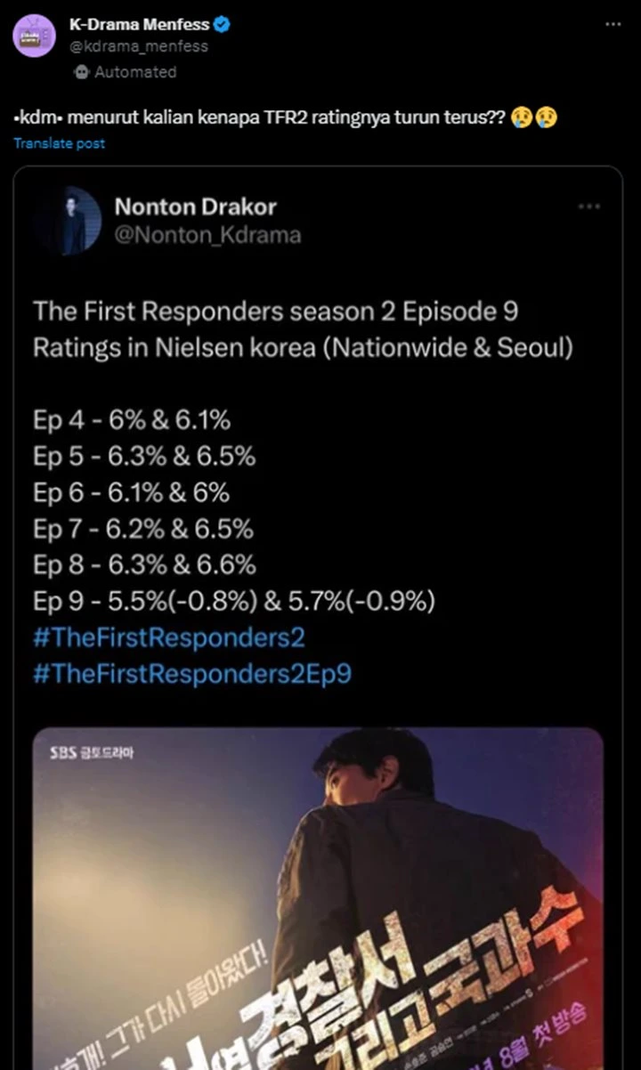 Rating \'The First Responders 2\' Kian Merosot, Kematian Karakter Son Ho Joon Dicurigai Jadi Alasan