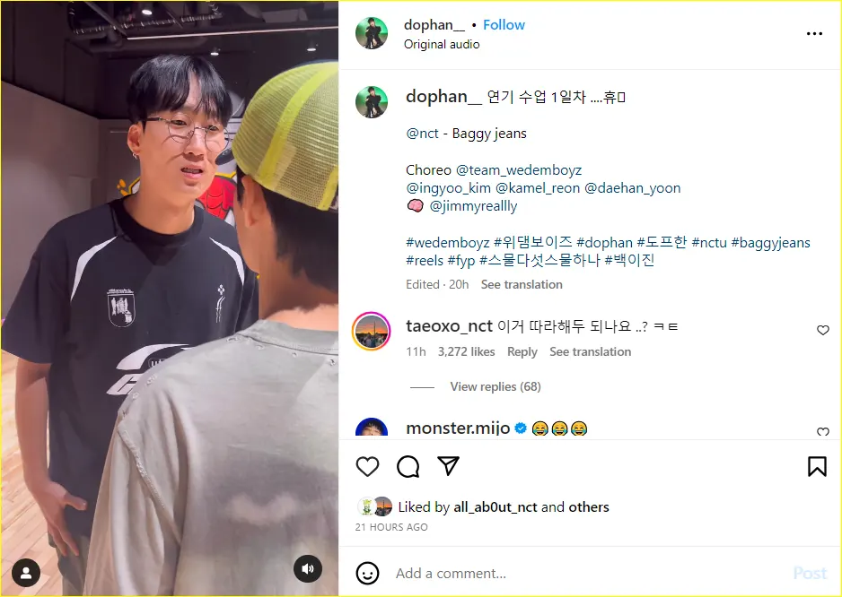 Taeyong NCT mengomentari post