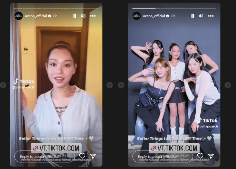 aespa dan Bella Poarch membuat konten bersama