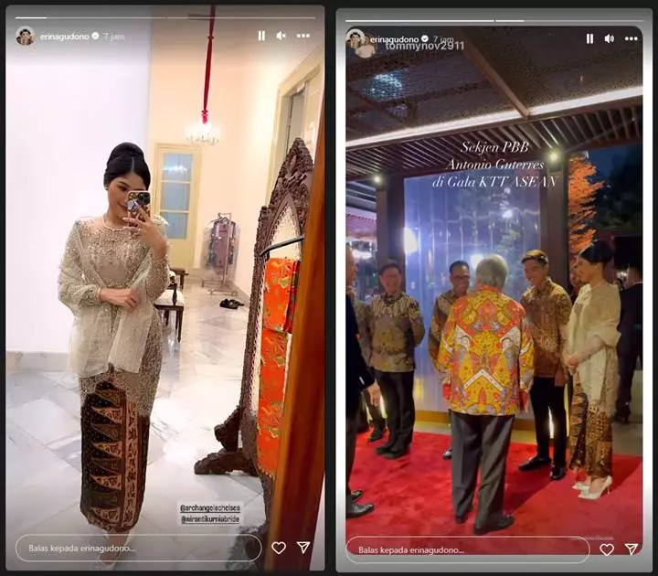 Look Erina Gudono Pancarkan Aura Mahal Saat Ikut Bertemu Sekjen PBB di Gala Dinner KTT ASEAN