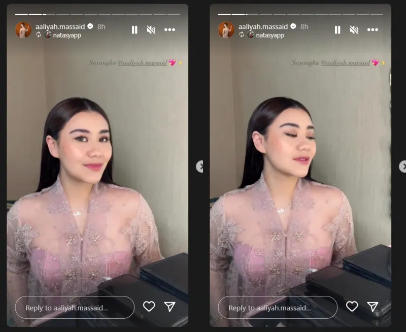 Potret Aaliyah Massaid ketika menghadiri acara Mitoni Aurel Hermansyah