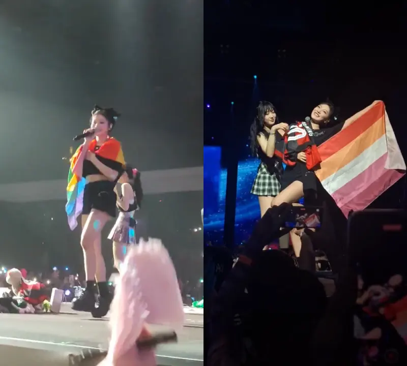 Ningning aespa membawa bendera pelangi dan lesbian