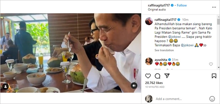 Raffi Ahmad Makan Bareng Yuni Shara Hingga Presiden Jokowi, Siapa yang Traktir?