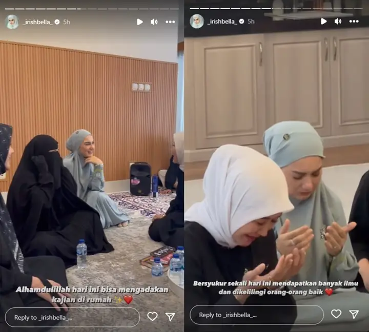 Undang Teman Artis, Irisih Bella Bercucuran Air Mata Saat Gelar Kajian di Rumah