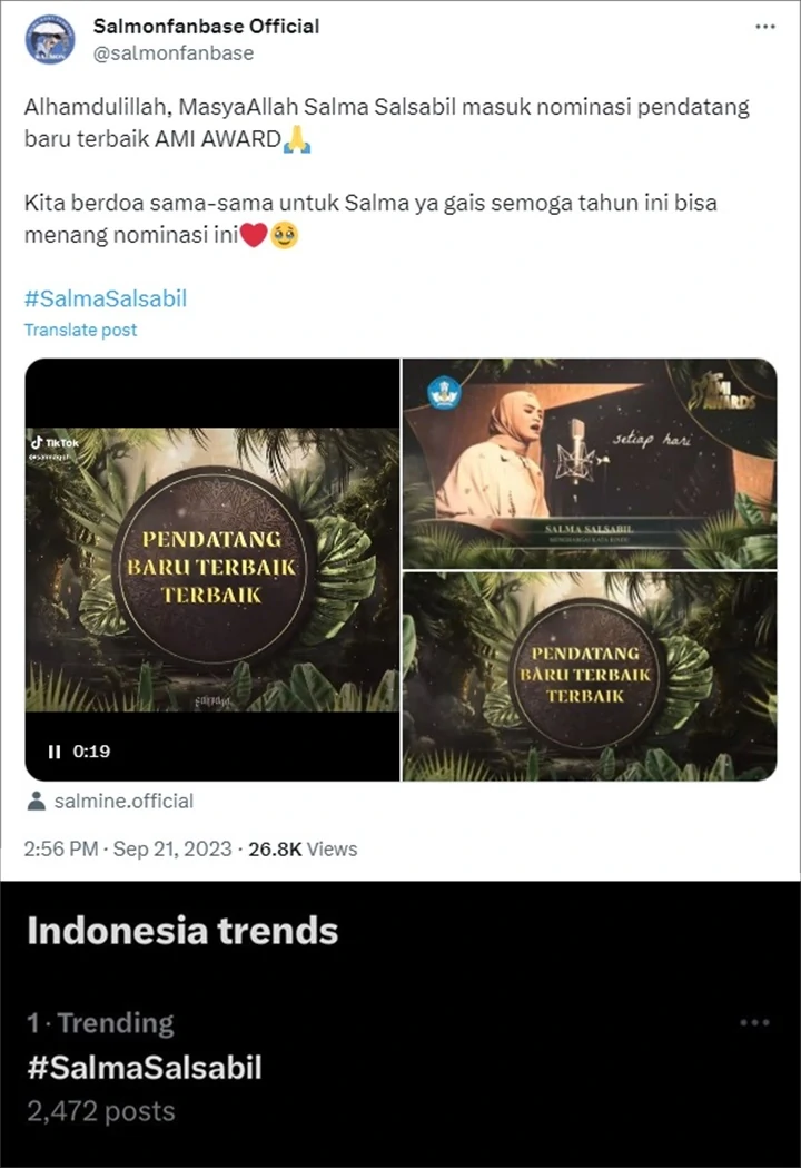 Dihujat Usai Ubah Lirik Lagu Didi Kempot, Salma Salsabila Balas dengan Prestasi