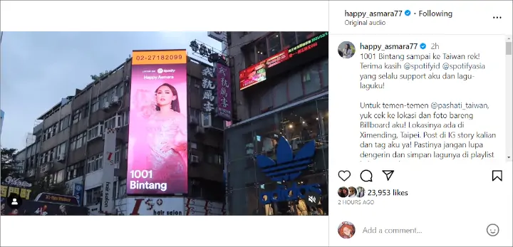 Happy Asmara Girang Lagi-lagi Wajahnya Mejeng di Billboard Taiwan