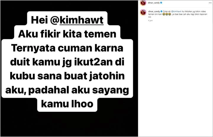 Colek Kim Hawt, Dinar Candy Ngode Siap Lapor Polisi Usai Difitnah Jadi Pelakor?