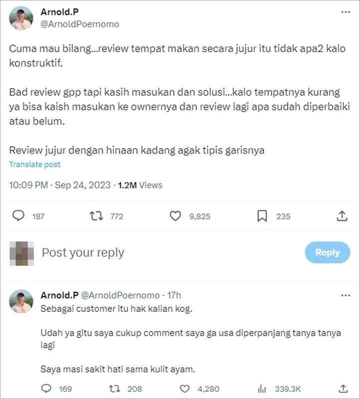 Konflik Farida Nurhan dan Food Vlogger Codeblu Memanas, Nasihat Chef Arnold Bikin Adem