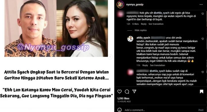 Attila Syach Semprot Netizen yang Singgung Perceraiannya dengan Wulan Guritno