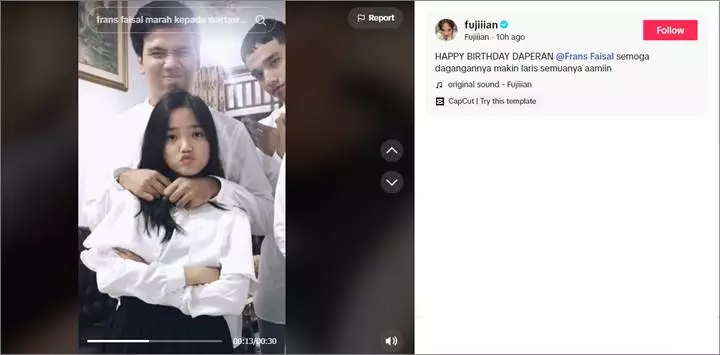 Fuji An Tulis Doa Tak Biasa Kala Frans Faisal Sang Kakak Tambah Umur