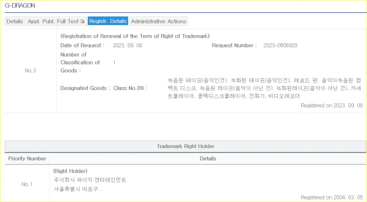 trademark G-Dragon BIGBANG kembali didaftarkan