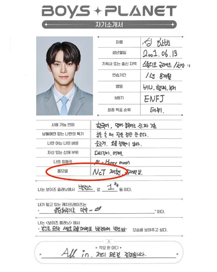Jaehyun NCT menjadi role model Sung Han Bin ZEROBASEONE