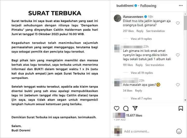 Geram Dituding Jiplak Lagu, Budi Doremi Tantang Balik Pihak Penuduh