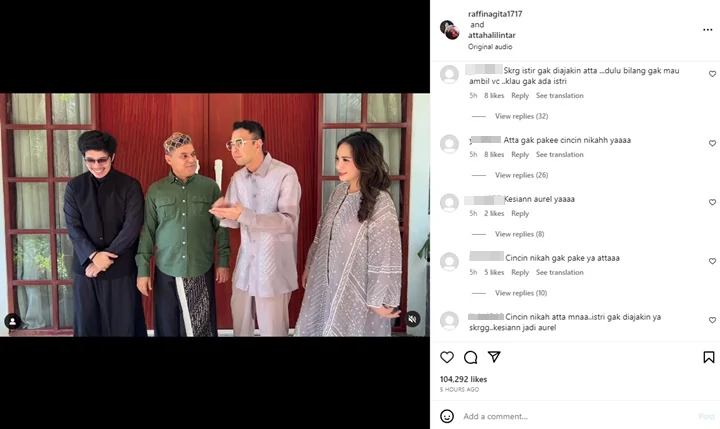 Atta Halilintar Digunjing Diduga Lepas Cincin Nikah, Aurel Hermansyah Pamer Dukungan