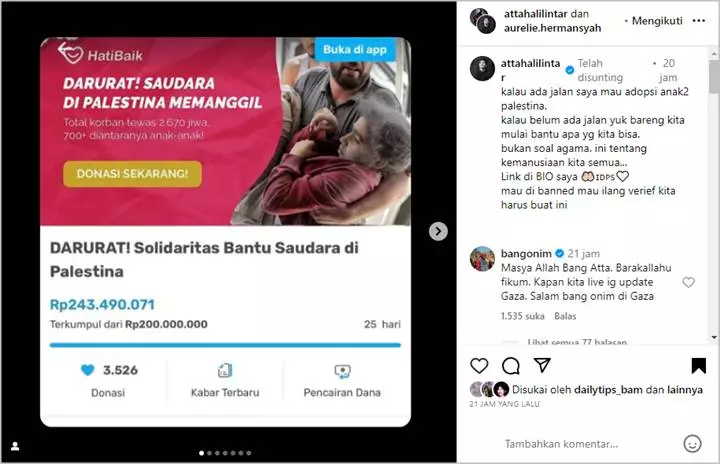 Atta Halilintar Ingin Adopsi Anak-anak Palestina, Lebih Dulu Lakukan Hal Tak Kalah Mulia