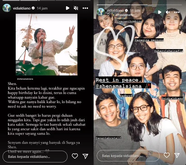 Ungkapan Duka Vidi Kehilangan Shena