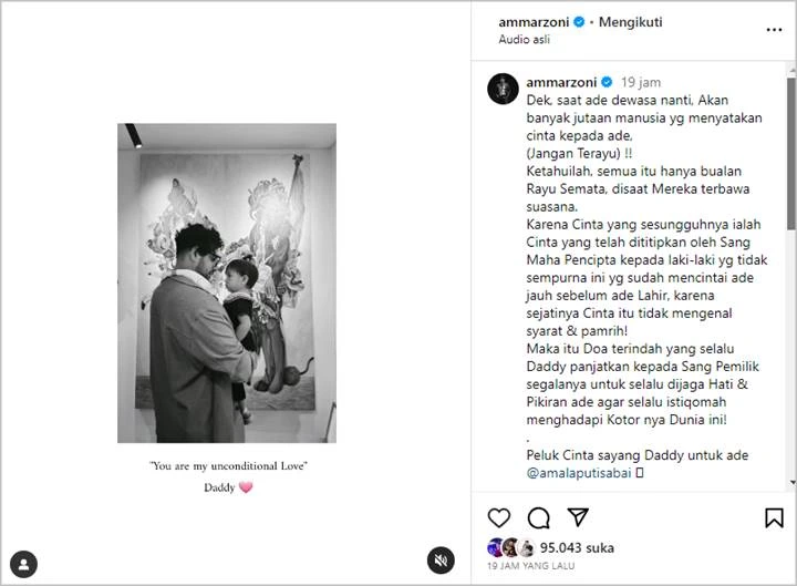 Menyentuh, Ammar Zoni Tulis Pesan Berbeda untuk Kedua Anaknya