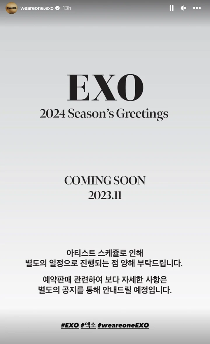 Sempat Hilang, EXO Akhirnya Masuk Daftar Season\'s Greeting 2024 Artis SM