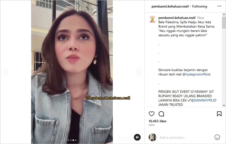 Syifa Hadju Dinyinyiri Cuma Numpang Foto Saat Demo Bela Palestina, Balasannya Jleb!