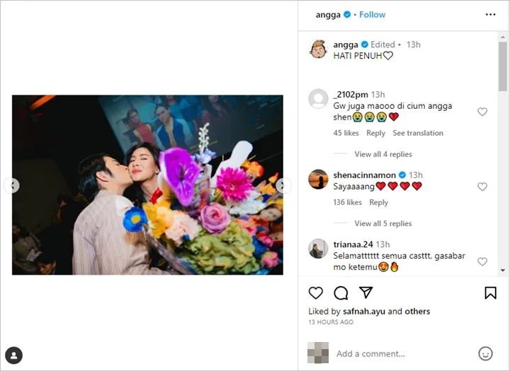 Angga Yunanda Tak Segan Cium Mesra Shenina Cinnamon di Hadapan Umum