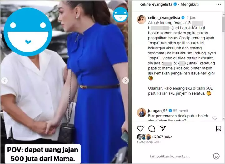 Usai Bantah, Celine Evangelista Sentil Balik Pakai Meme Soal Isu Terima Aliran Dana Rp 500 Juta