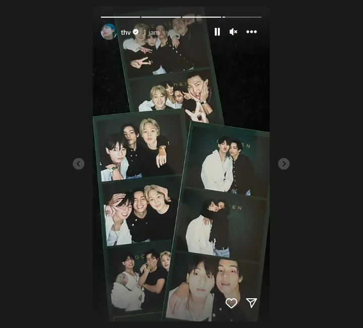 Obat Kangen, RM, Jimin, V dan Jungkook BTS Saling Nemplok di Listening Party \'GOLDEN\'