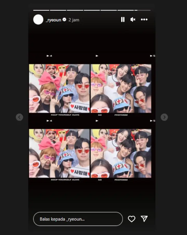 foto Ryeoun dan Seol In A bersama staf \