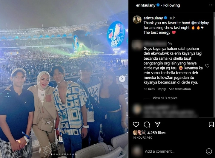 Erin Taulany Pamer Nonton Konser Coldplay