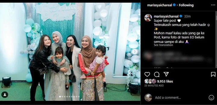 Marissya Icha Pamer Foto Ultah Anak Tanpa Kehadiran Keponakan Fuji An