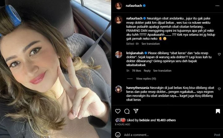 Nafa Urbach Beri Penjelasan usai Nama Terseret Kasus Artis N Bawa Obat Keras