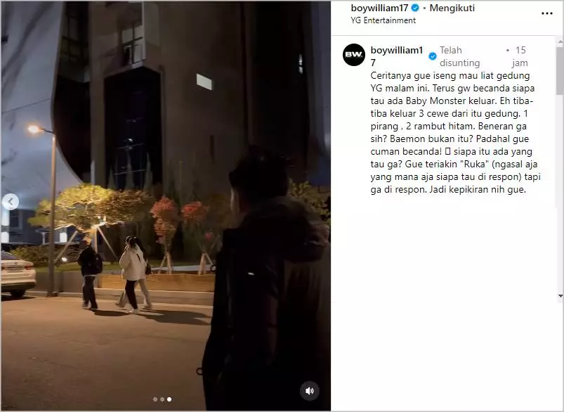 Boy William Auto Heboh Ngira Ketemu BABYMONSTER di depan Gedung YG Entertainment