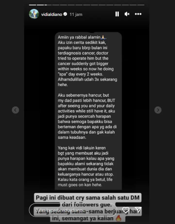 Vidi Aldiano Dibuat Menangis oleh DM Memilukan dari Fans