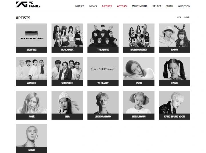 JINU WINNER tidak muncul di daftar artis YG