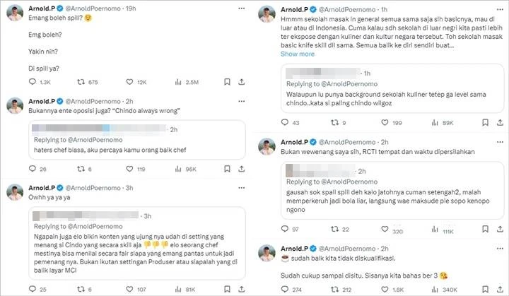Chef Arnold Bikin Gaduh Lewat Cuitan Baru Terkait Kontroversi Kemenangan \'MCI\' Season 11