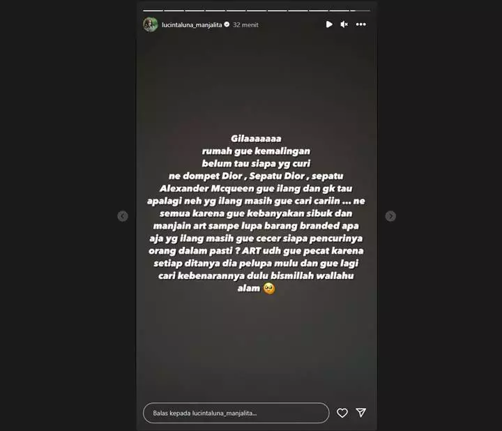 Lucinta Luna Kemalingan Barang-barang Branded di Rumahnya