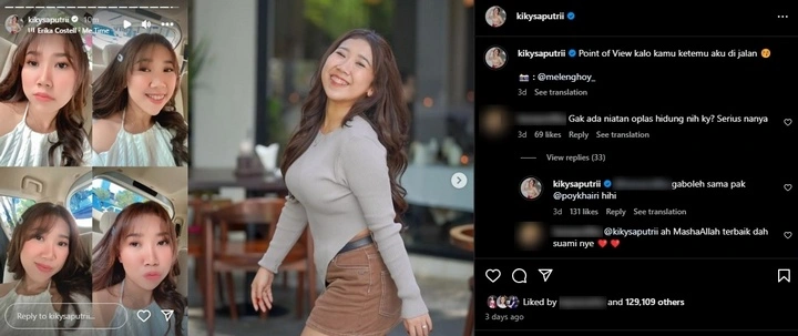Kiky Saputri Pamer Selfie Cantik usai Disentil Soal Oplas Hidung