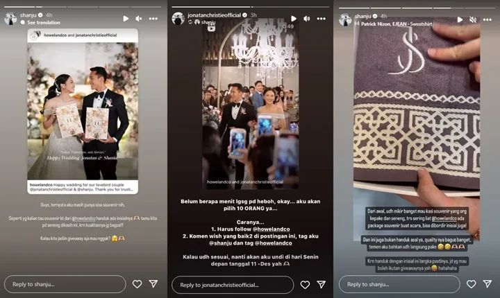 Jonatan Christie dan Shanju Eks JKT48 Bagi-Bagi Suvenir Pernikahan Spesial
