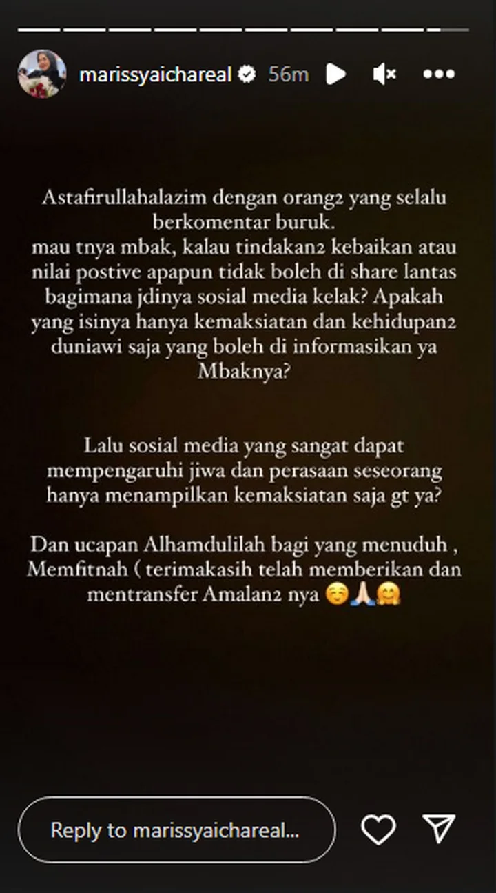 Marissya Icha Sentil Menohok Haters
