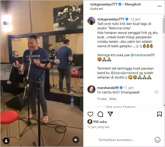 Marshanda Beri Apresiasi untuk Lagu Cinta Buatan Cinta Vicky Prasetyo
