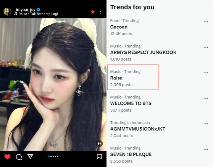 Raisa Trending Usai Lagunya Diduga Bikin Joy Red Velvet Galau