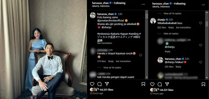 Shanju Komentari Foto Jonatan Christie dan Haruka