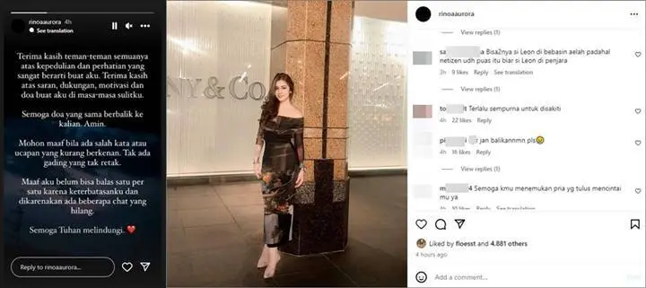 Rinoa Aurora Tulis Pesan Panjang saat Pertama Kali Balik ke Instagram