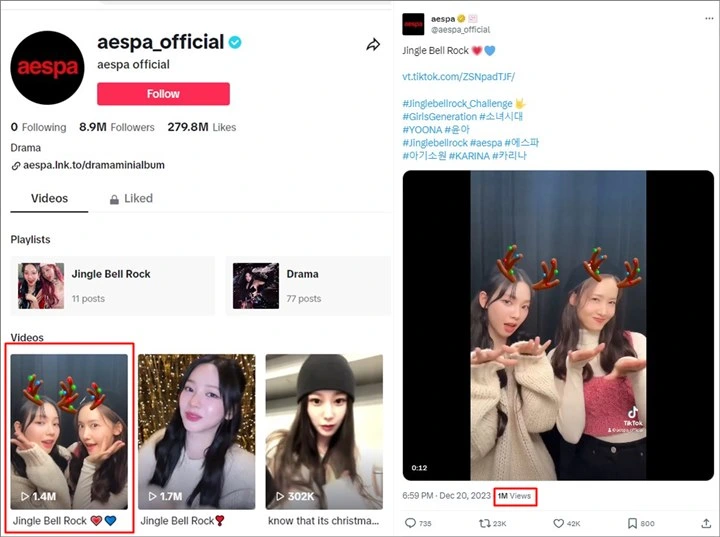 Yoona SNSD dan Karina aespa Viral Usai Challenge \'Jingle Bell Rock\' Bersama