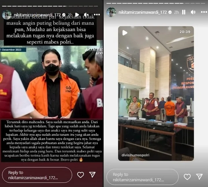 Nikita Mirzani Sentil Dito Mahendra Kekasih Nindy