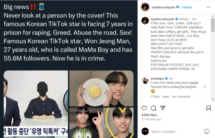 Deddy Corbuzier Kuak Oknum TikTokers Korea yang Dipenjara Usai Masuk Podcastnya