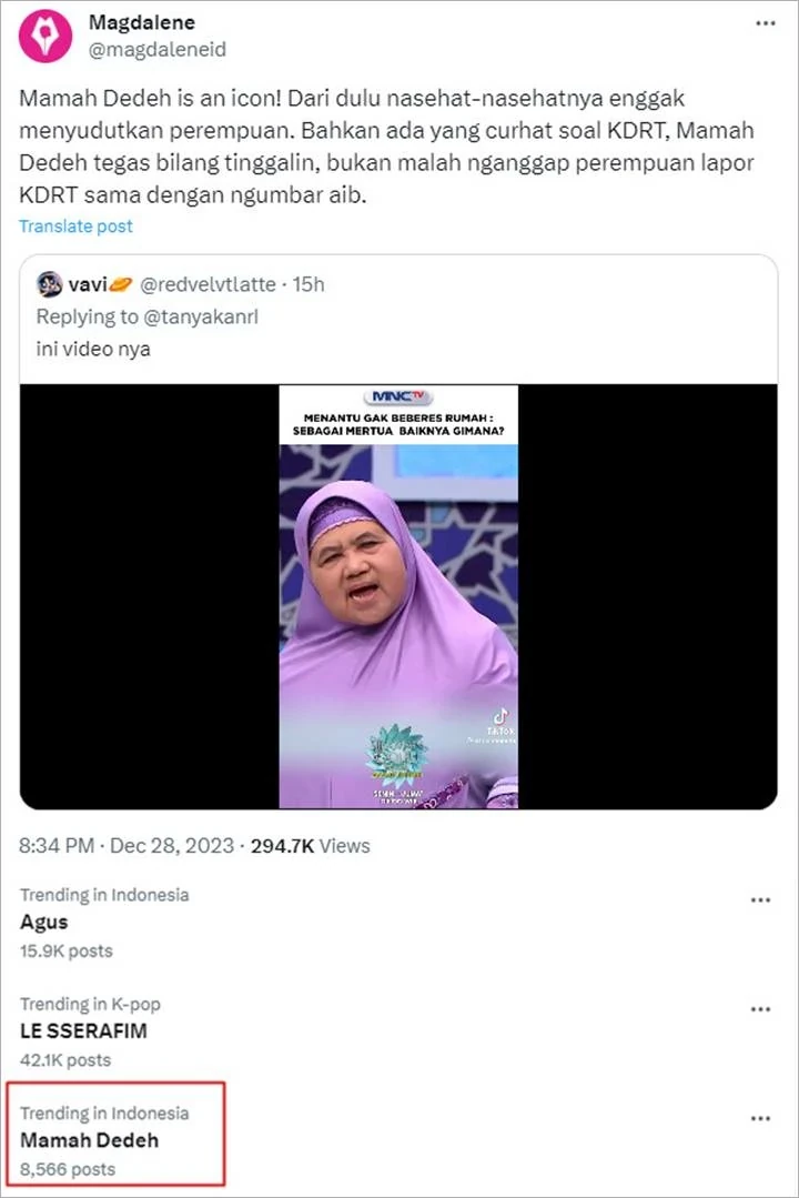 Unggahan Dita Soedarjo Tuai Protes, Mama Dedeh Trending - Topik Pagi