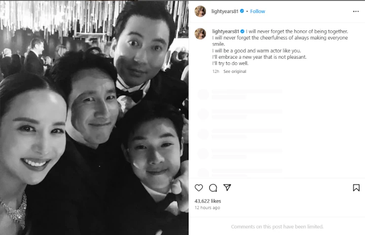 Cho Yeo Jeong Tinggalkan Pesan untuk Mendiang Lee Sun Kyun di Tahun Baru 2024