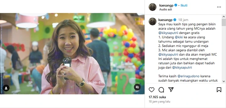 Kiky Saputri Merasa Dirugikan Imbas Ucapan Kaesang di Postingan Terbaru